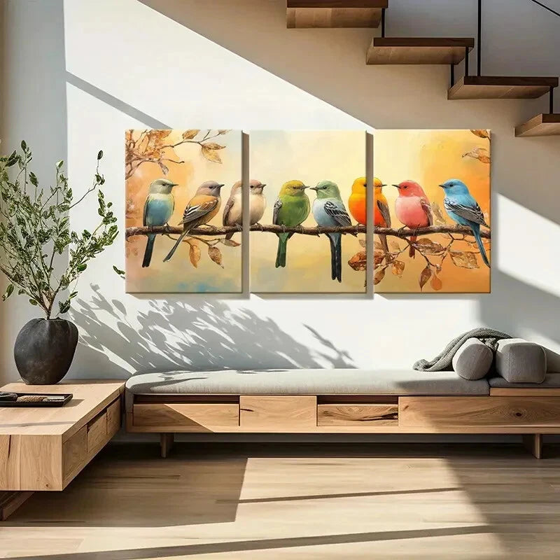 3pcs Vibrant Wildlife Illustration Nature Inspired Metal Print Ready to Hang Art