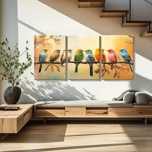 3pcs Vibrant Wildlife Illustration Nature Inspired Metal Print Ready to Hang Art