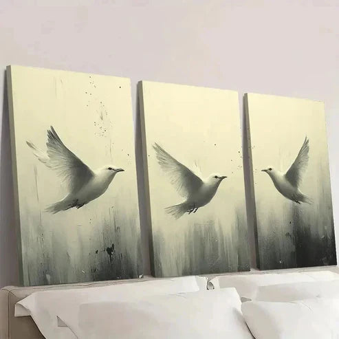 3pcs Minimalist Birds in Flight Wall Art Set Canvas Unframed - High Quality Print 100% Australian Made Wall Canvas