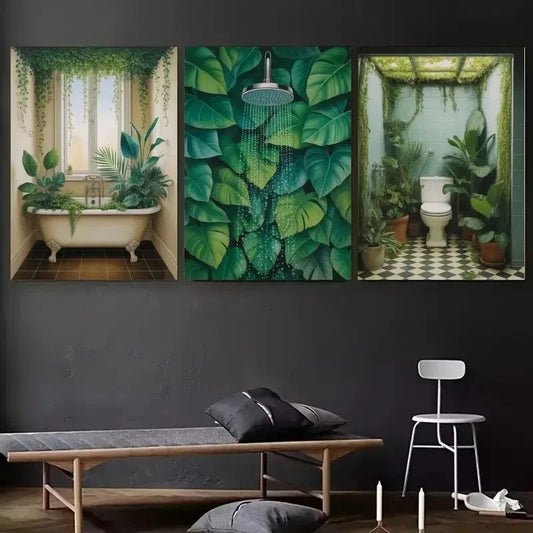 Lush Green Plants & Monochrome  Wall Art Canvas  Wall Art Set Canvas Framed 40x60cm - High Quality Print 100% Australian Made Wall Canvas Ready to Hang
