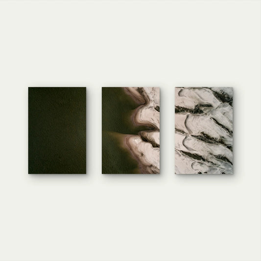 3pcs Dark Contemporary Abstract Nature Sand Wall Art Set Canvas Framed 50x70cm - High Quality Print 100% Australian Made Wall Canvas Ready to Hang