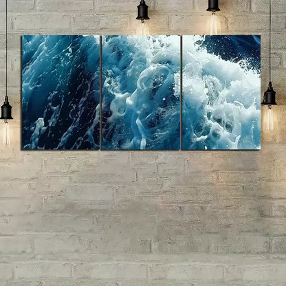3pcs Oil Painting Waves Aerial View Canvas Framed 40x60cm - High Quality Print 100% Australian Made Wall Canvas Ready to Hang