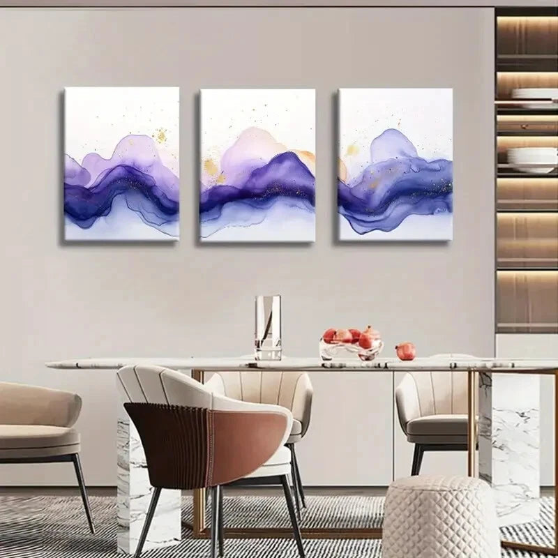 3pcs Modern Ink Mountain Landscape Metal Print Ready to Hang Art