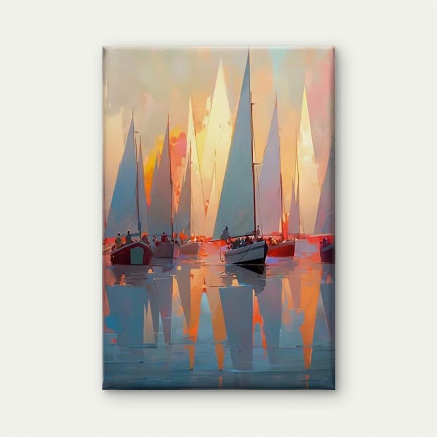 Sailboats at Sunset 60x90cm Metal Print Ready to Hang