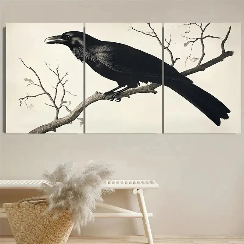 3pcs Featuring Birds of America with Witchy Design Metal Print Ready to Hang Art