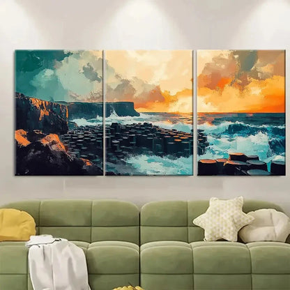 3pcs Giants Causeway Travel Print Ireland Landscap Metal Print Ready to Hang Art