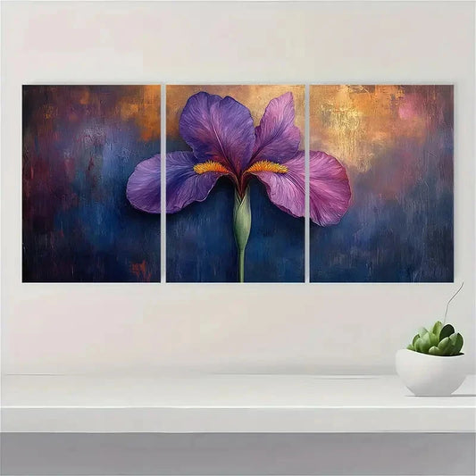 3pcs Iris Painting Print Green Art Metal Print Ready to Hang Art