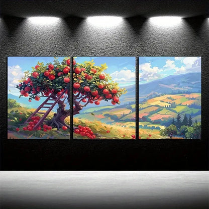 3pcs Orchard Landscape Vivid Nature Scenery Metal Print Ready to Hang Art