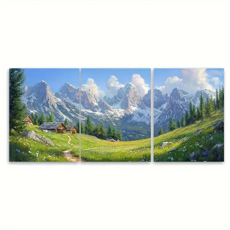 3pcs Landscape of the Dolomites in Summer Metal Print Ready to Hang Art