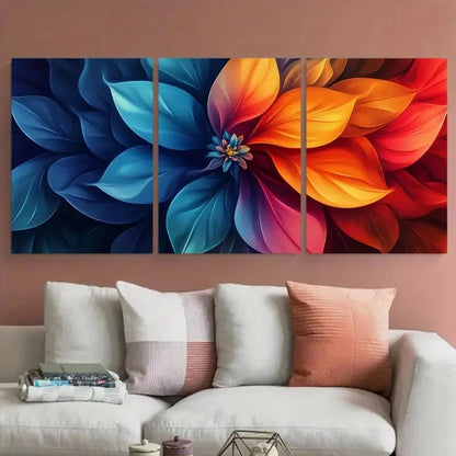 3pcs Abstract Flower Digital Illustration Wall Art Set Canvas Framed 60x90cm - High Quality Print 100% Australian Made Wall Canvas Ready to Hang