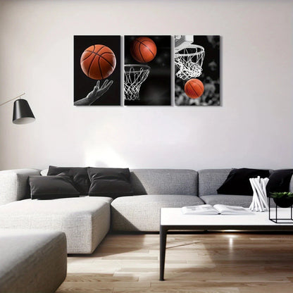 3pcs Basketball Theme Classic Modern Style Metal Print Ready to Hang Art
