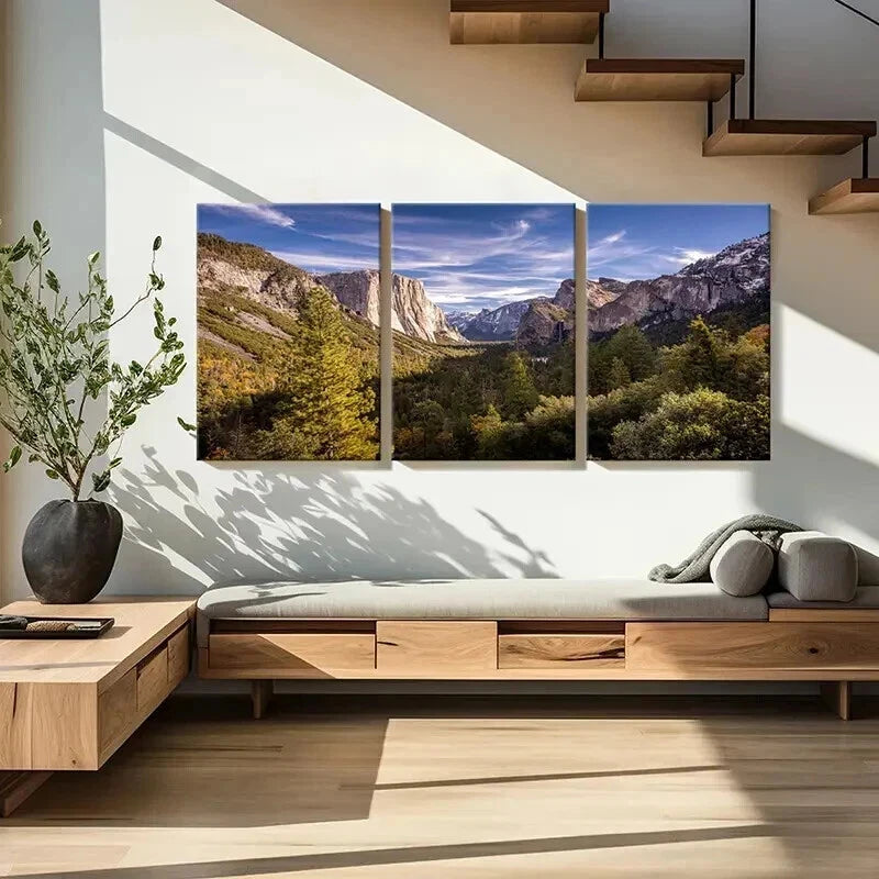 3pcs Nature Landscape Mountains Trees Wall Art Set Canvas Framed 40x60cm - High Quality Print 100% Australian Made Wall Canvas Ready to Hang