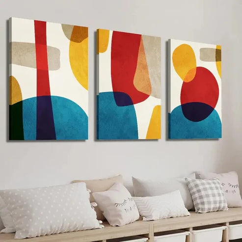 3pcs Abstract Colorful Creative Geometric Wall Art Set Canvas Unframed - High Quality Print 100% Australian Made Wall Canvas