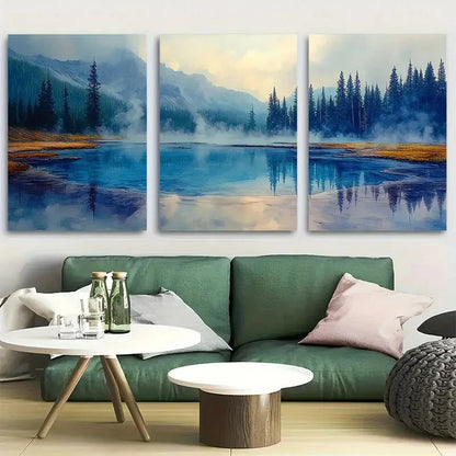 3pcs Yellowstone Geysers and Hot Springs Metal Print Ready to Hang Art
