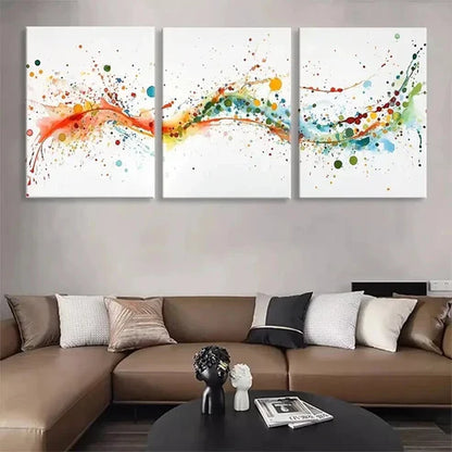 3pcs Colorful Abstract Fluid Vibrant Splash Wall Art Set Canvas Unframed - High Quality Print 100% Australian Made Wall Canvas