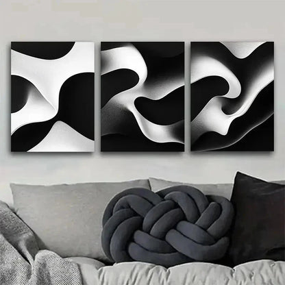 3pcs Modern Black and White Abstract Wall Art Set Canvas Framed 40x60cm - High Quality Print 100% Australian Made Wall Canvas Ready to Hang