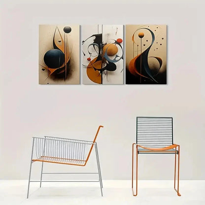 3pcs Modern Abstract Geometric Patterns Metal Print Ready to Hang Art