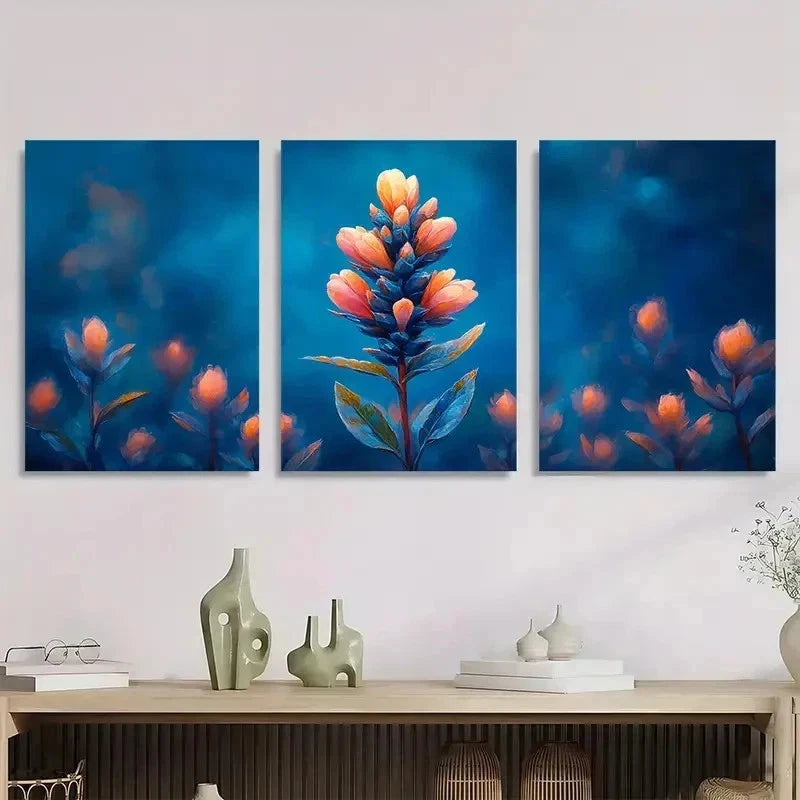 3pcs Paintbrush Flower Castilleja Perfect Wall Art Set Canvas Framed 40x60cm - High Quality Print 100% Australian Made Wall Canvas Ready to Hang