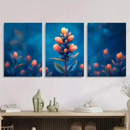 3pcs Paintbrush Flower Castilleja Perfect Wall Art Set Canvas Framed 40x60cm - High Quality Print 100% Australian Made Wall Canvas Ready to Hang