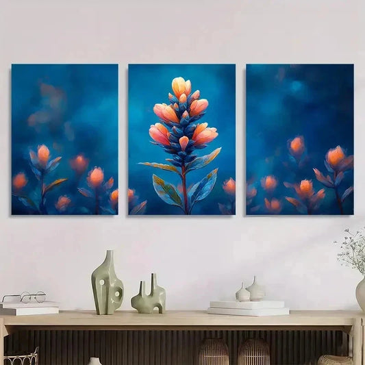 3pcs Paintbrush Flower Castilleja Perfect Wall Art Set Canvas Framed 40x60cm - High Quality Print 100% Australian Made Wall Canvas Ready to Hang