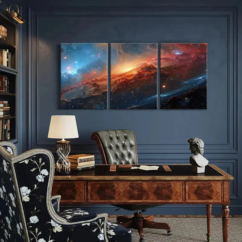 3pcs Galactic Landscape Cosmic Clouds Metal Print Ready to Hang Art