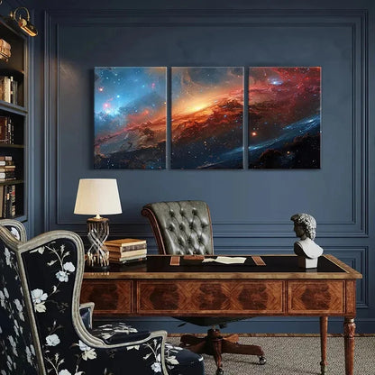 3pcs Galactic Landscape Cosmic Clouds Metal Print Ready to Hang Art