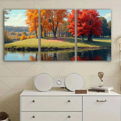 3pcs Lake Landscape Wall Art Set Canvas Framed 60x90cm - High Quality Print 100% Australian Made Wall Canvas Ready to Hang