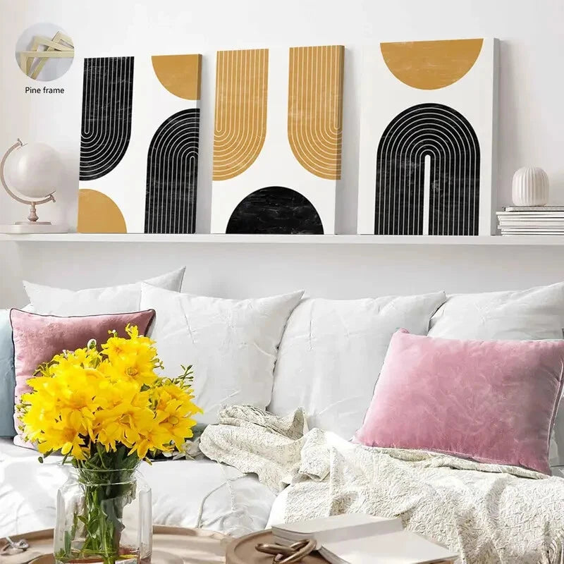 3pcs Abstract Modern Brown Artwork Painting Wall Art Set Canvas Framed 50x70cm - High Quality Print 100% Australian Made Wall Canvas Ready to Hang