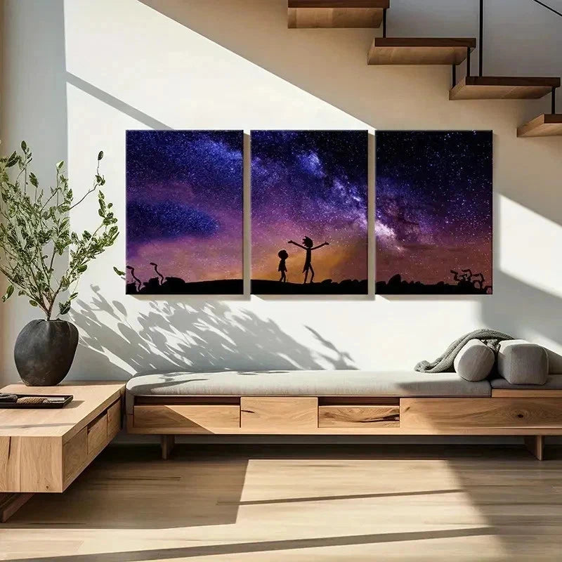 3pcs Classic Starry Sky Night Scene Wall Art Set Canvas Framed 40x60cm - High Quality Print 100% Australian Made Wall Canvas Ready to Hang
