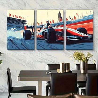 3pcs Monza Circuit Racing Scene Décor Perfect Wall Art Set Canvas Framed 40x60cm - High Quality Print 100% Australian Made Wall Canvas Ready to Hang