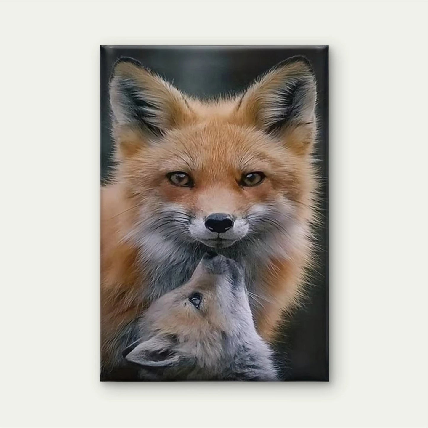 Fox And Cub in Close Bond 60x90cm Metal Print Ready to Hang