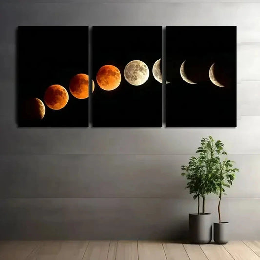 3pcs Moon'S Phases Time-Lapse Art Posters Metal Print Ready to Hang Art