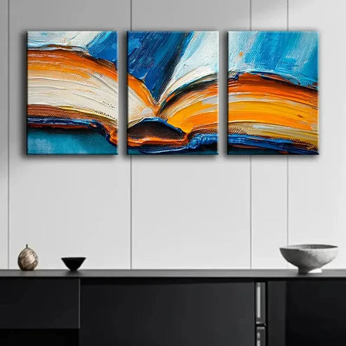 3pcs Abstract Painting of Book for Home Perfect Wall Art Set Canvas Unframed - High Quality Print 100% Australian Made Wall Canvas