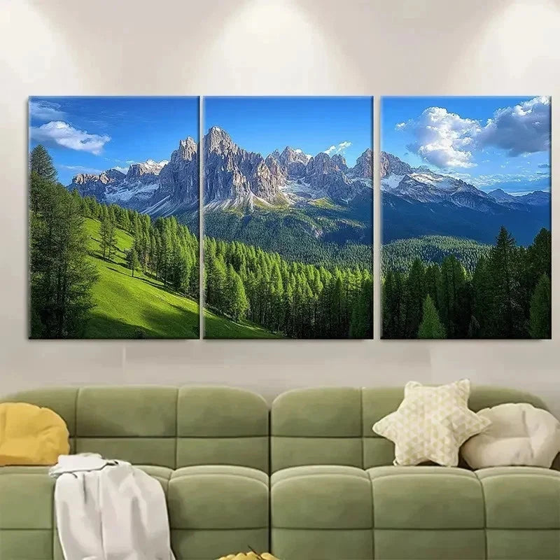 3pcs Italy Dolomite Majestic Mountain EI   Wall Art Set Canvas Framed 50x70cm - High Quality Print 100% Australian Made Wall Canvas Ready to Hang