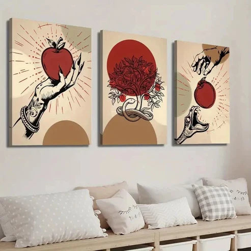3pcs Abstract Plant and Tree Apple Tree Wall Art Set Canvas Unframed - High Quality Print 100% Australian Made Wall Canvas