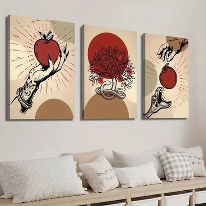 3pcs Abstract Plant and Tree Apple Tree Wall Art Set Canvas Unframed - High Quality Print 100% Australian Made Wall Canvas