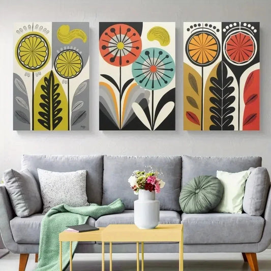 3pcs Abstract  Beautiful Flowers   Wall Art Set Canvas Framed 40x60cm - High Quality Print 100% Australian Made Wall Canvas Ready to Hang