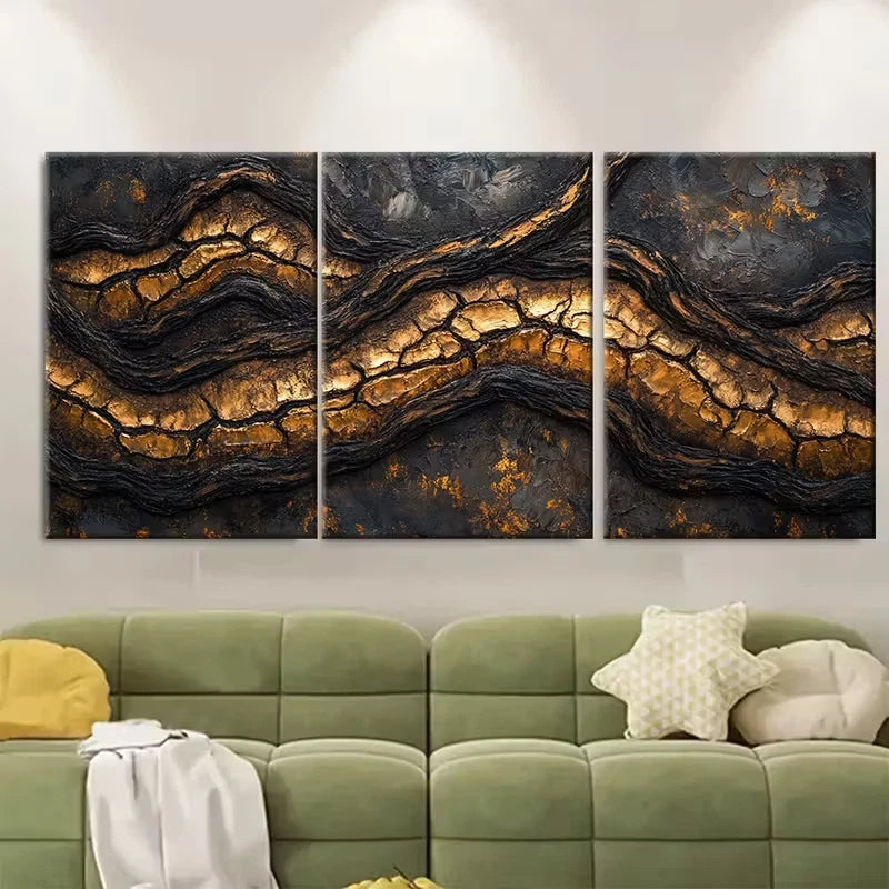 Black Brown Tree Bark, Deep Amber Golden Earth Tones