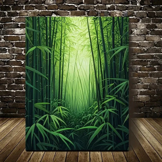 Serene Natural Scene with Sunlit Bamboo Stalks 40x60cm Metal Print Ready to Hang