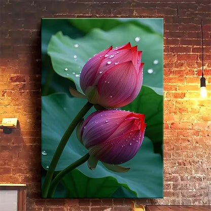 Pink for Lotus Buds, oil painting 60x90cm Metal Print Ready to Hang