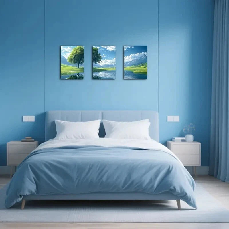 3pcs Abstract Vibrant Nature Landscape Paintings Metal Print Ready to Hang Art