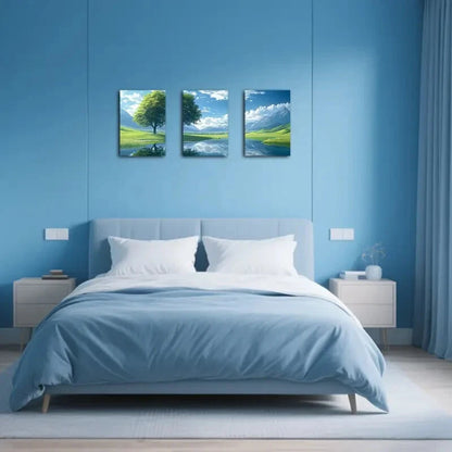 3pcs Abstract Vibrant Nature Landscape Paintings Metal Print Ready to Hang Art