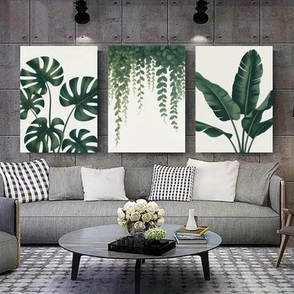 3pcs Botanical Monstera & Banana Leaf Metal Print Ready to Hang Art