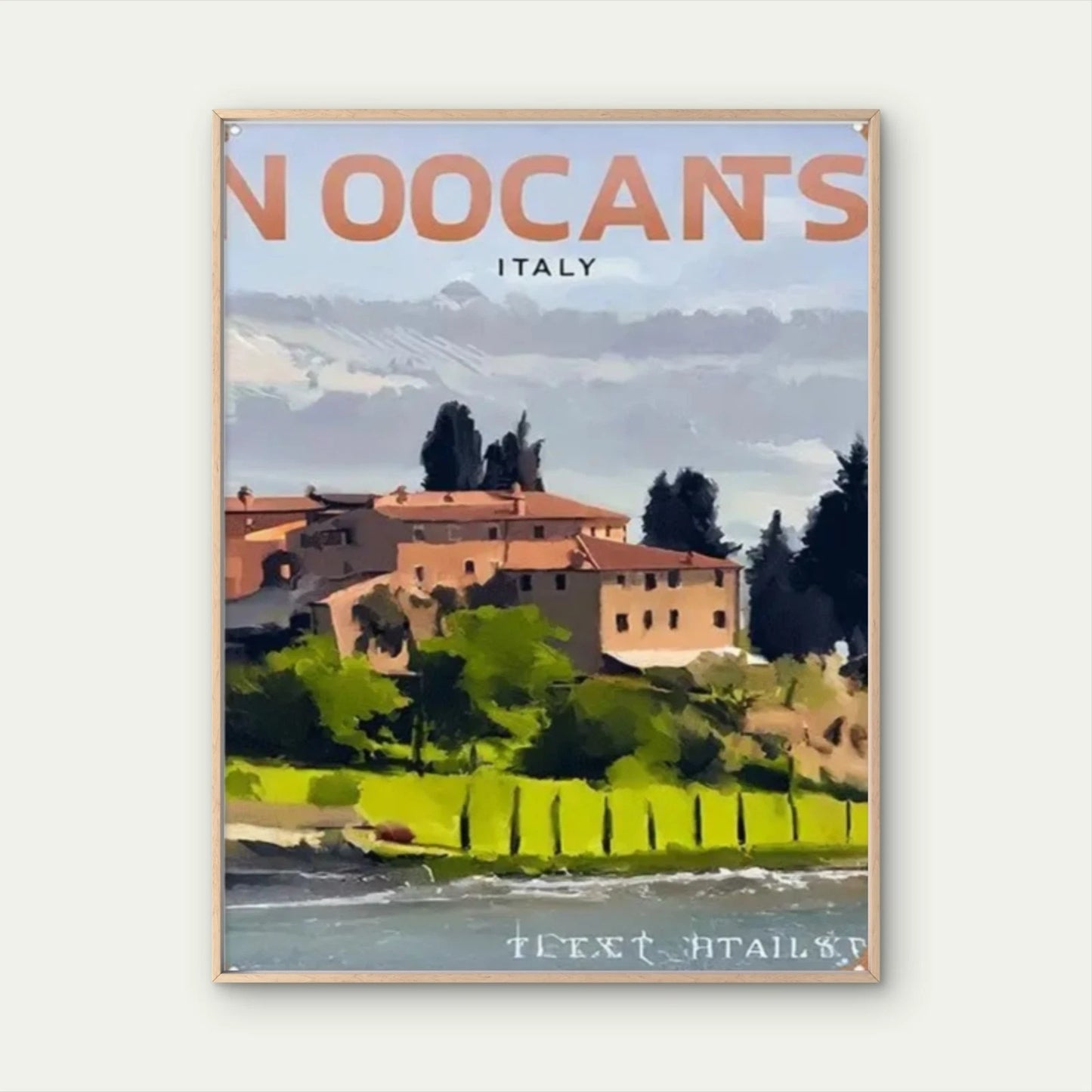 Italian Villa Italy Tuscan Countryside Painting Travel Poster Print Wall Art