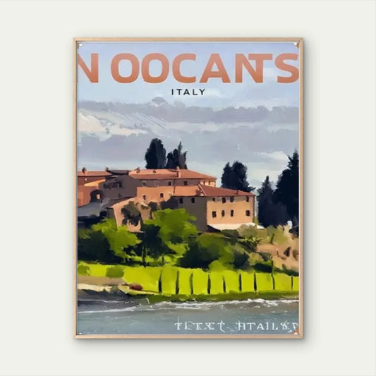 Italian Villa Italy Tuscan Countryside Painting Travel Poster Print Wall Art