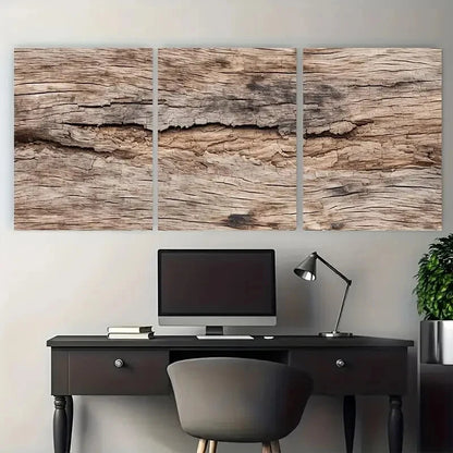 3pcs Soft Tone Modern Wooden Illustration Metal Print Ready to Hang Art