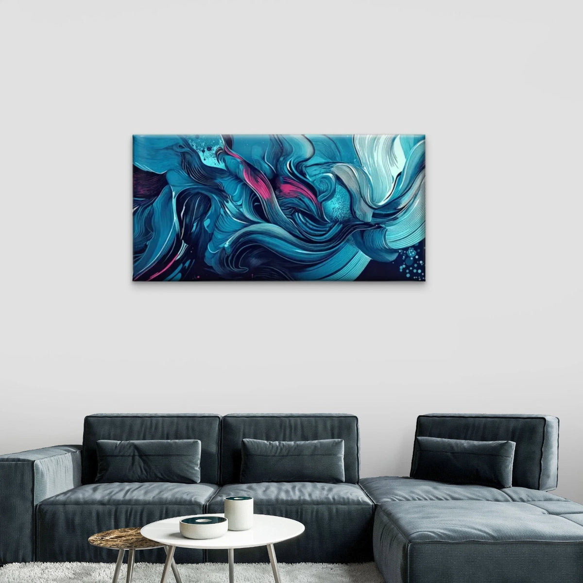 Modern Abstract Swirl Design Wall Art Canvas Office Home Room Framed 120x60cm