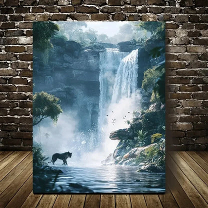 Steampunk Panther in Crystal Clear Waterfall 40x60cm Metal Print Ready to Hang