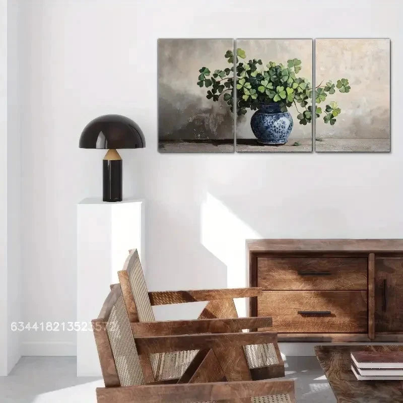 3pcs Eye- Catching Botanical Oil Painting Metal Print Ready to Hang Art