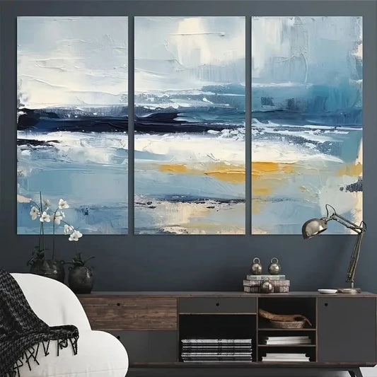 3pcs Abstract Seascape Coastal Horizon Art Metal Print Ready to Hang Art